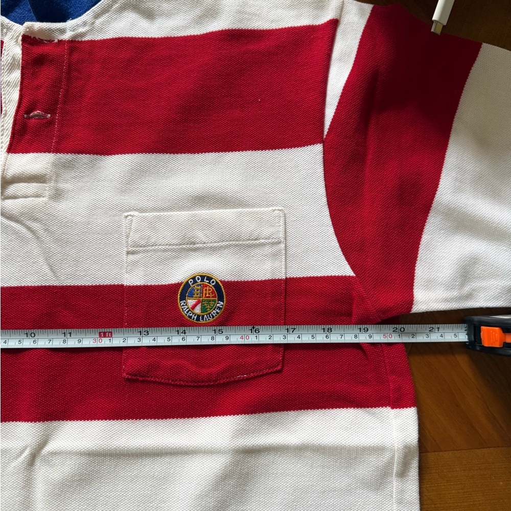 Vintage Ralph Lauren Spell Out Cookie Logo striped Polo, size M - Picture 8 of 9